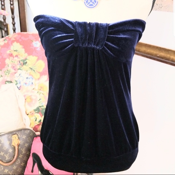 Necessary Objects Tops - Necessary Objects Velvet Blue Strapless top.SizeM
